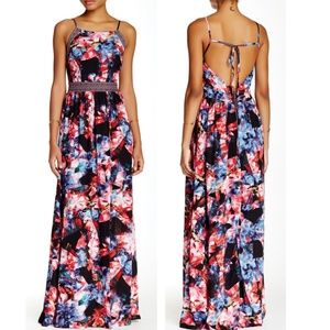 Soieblu Embroidered Trim Print Maxi Dress - Small